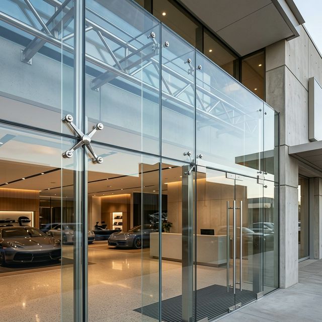 Point-fixed Spider Glazing for Modern Entrances South India